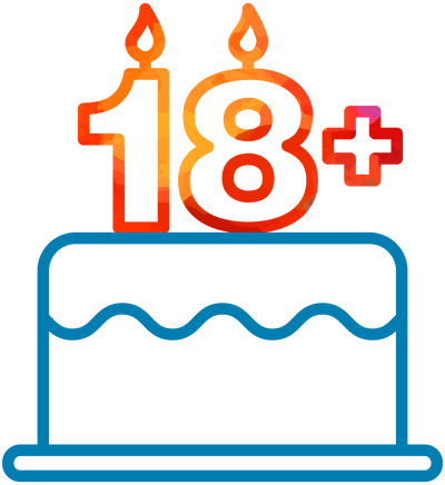 Birthday cake with 18+ candle graphic