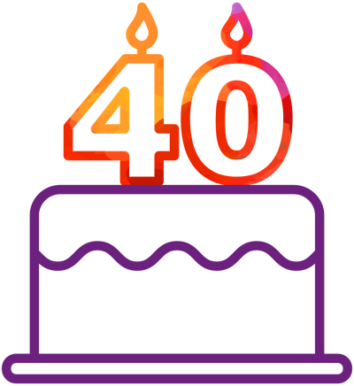 Birthday cake with 40 candle graphic