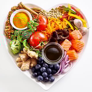 Graphic of a heart shape made from different foods